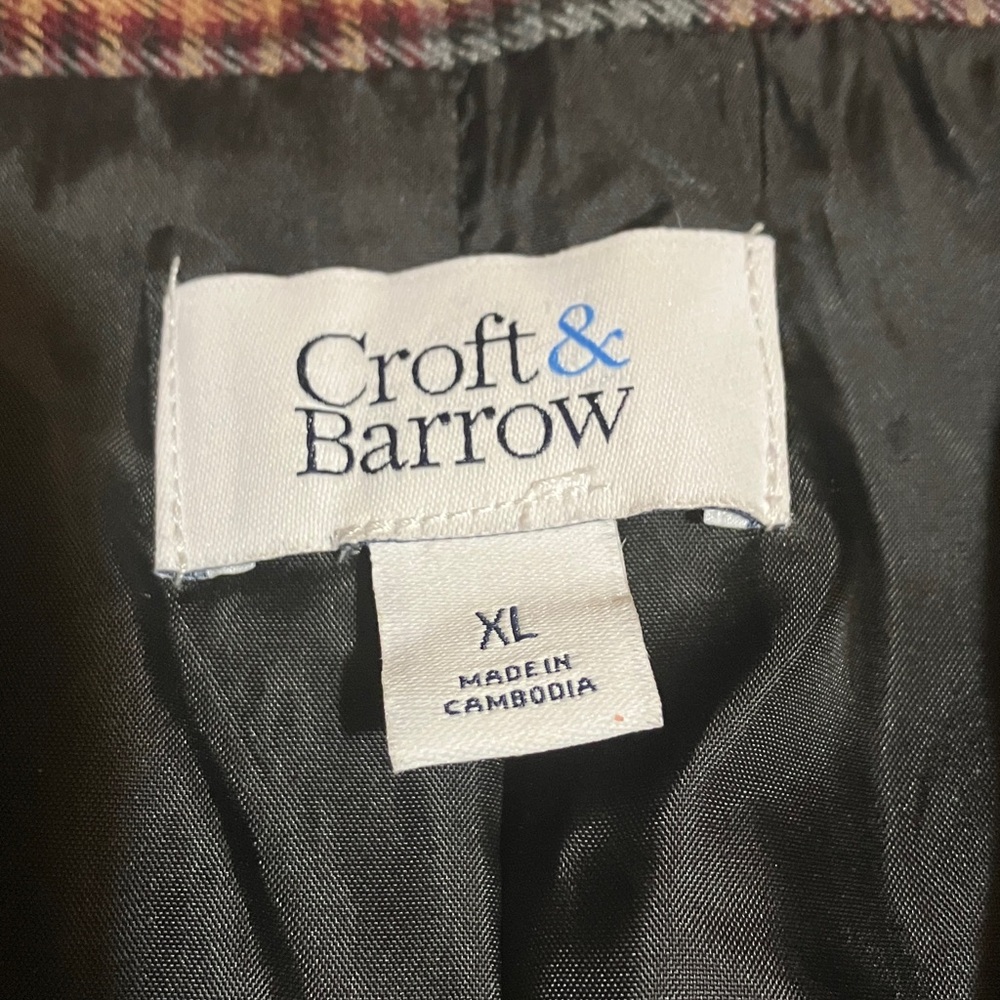 Croft & Barrow Womens XL One Button Blue & Berry Multi Plaid Long Sleeve Blazer - Picture 2 of 9